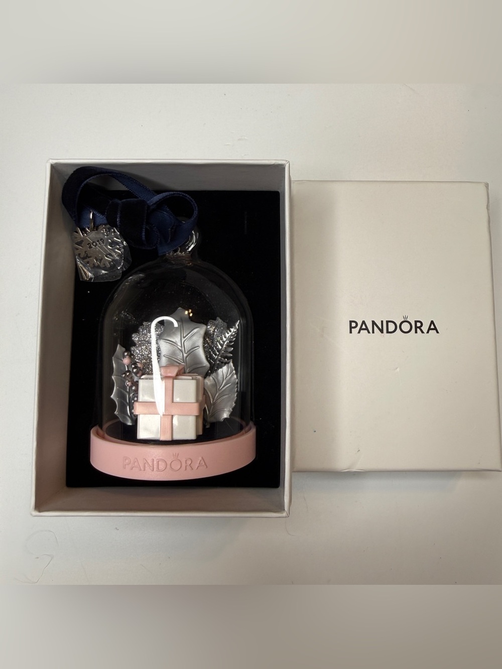 Pandora Pink and Silver Holiday Ornament Dome